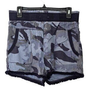 Marrakech Blue on Blue Camouflage Camo Elastic Waist Shorts Size Medium